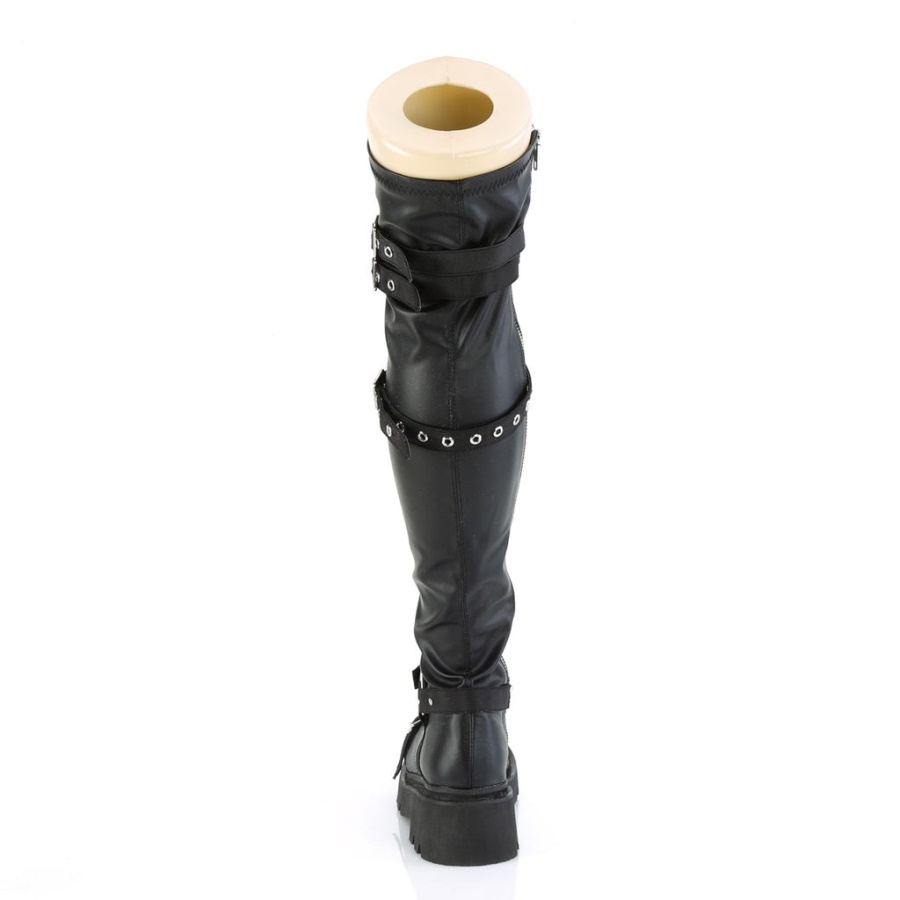 Renegade-320 Black Stretch Vegan Leather Demonia