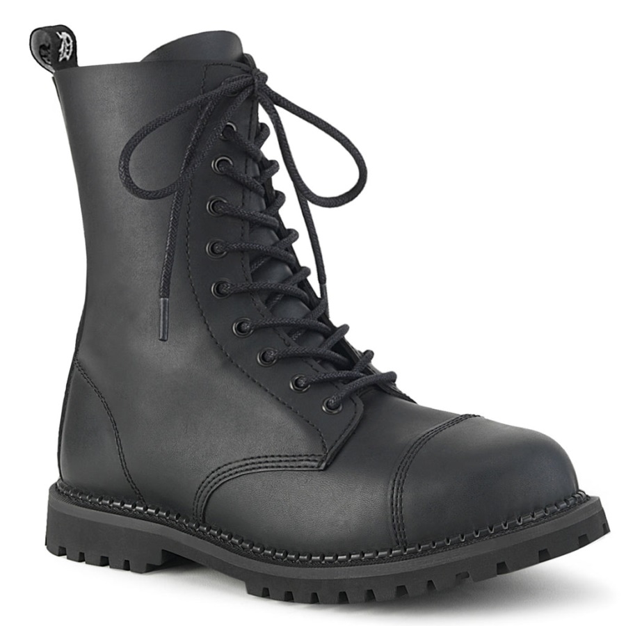 Riot-10 Demonia Black Vegan Leather