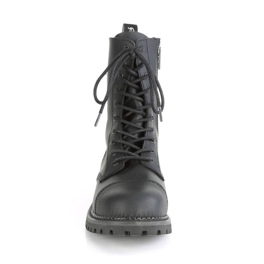 Riot-10 Demonia Black Vegan Leather