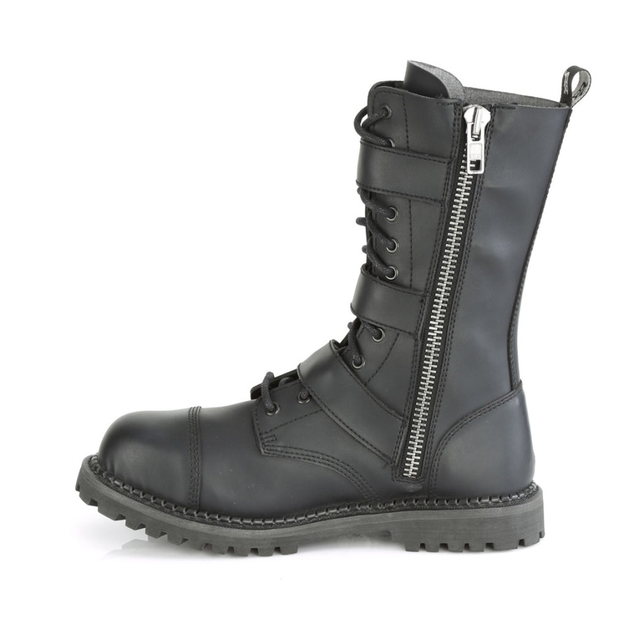 Riot-12Bk Black Vegan Leather Demonia