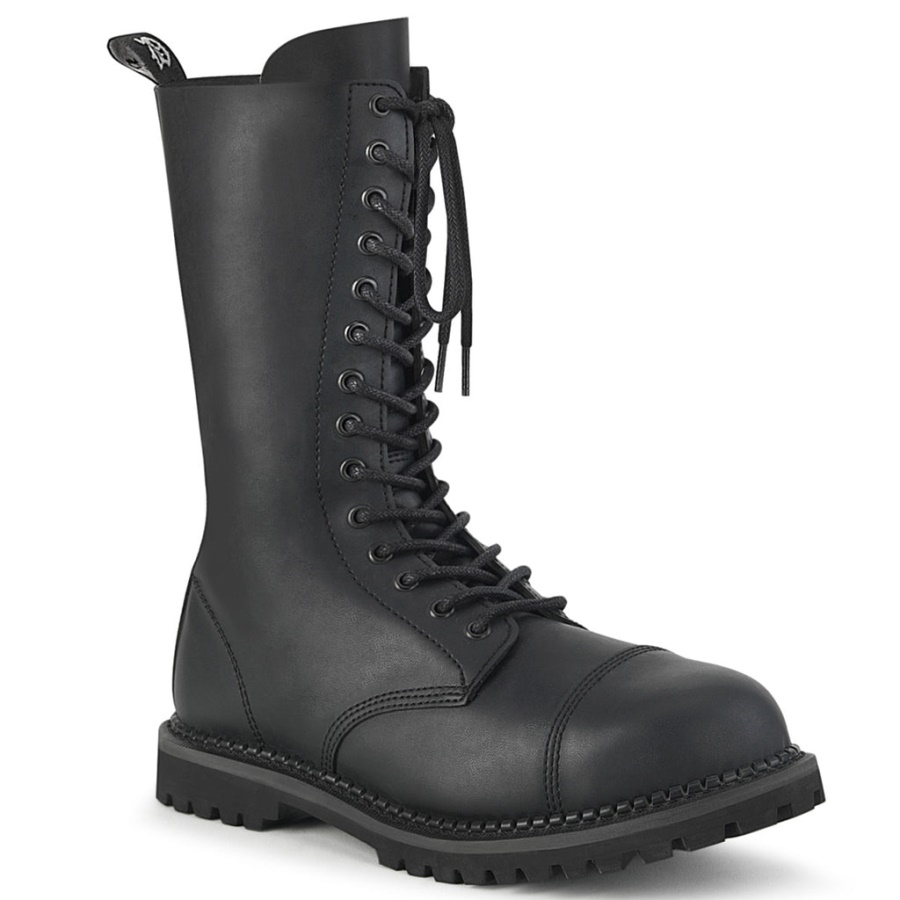 Riot-14 Black Vegan Leather Demonia