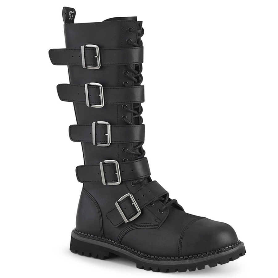 Riot-18Bk Demonia Black Vegan Leather
