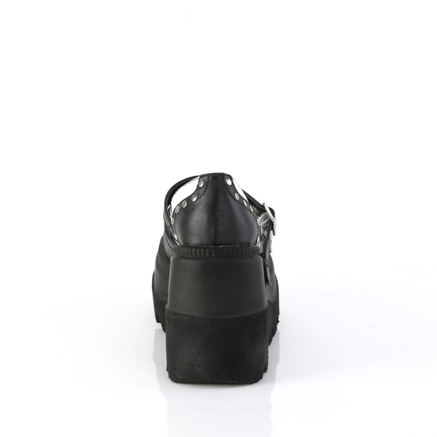 Shaker-27 Black-White Vegan Leather Demonia