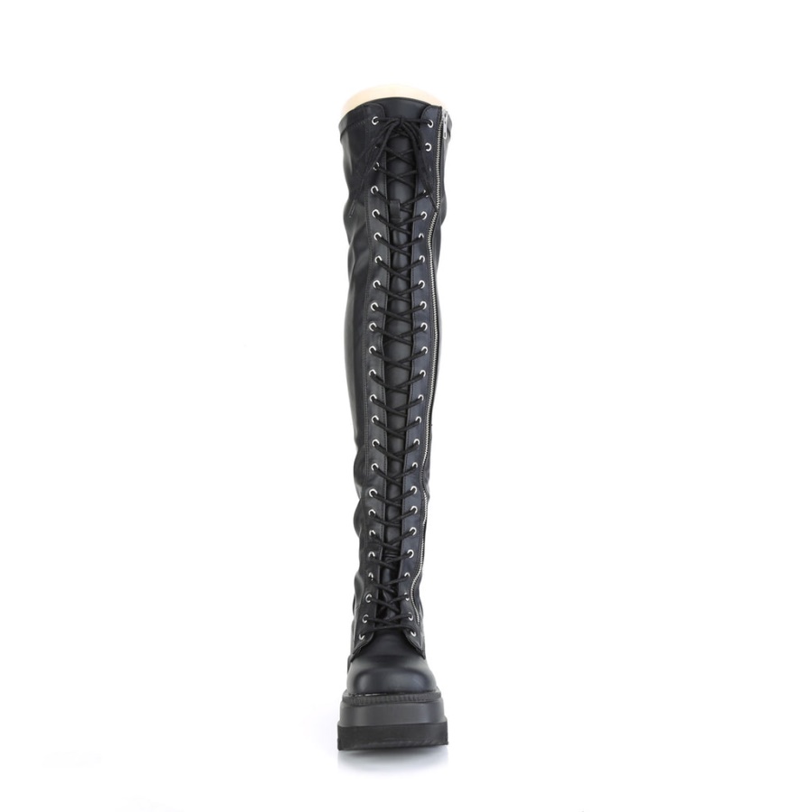 Shaker-374 Demonia Black Str Vegan Leather
