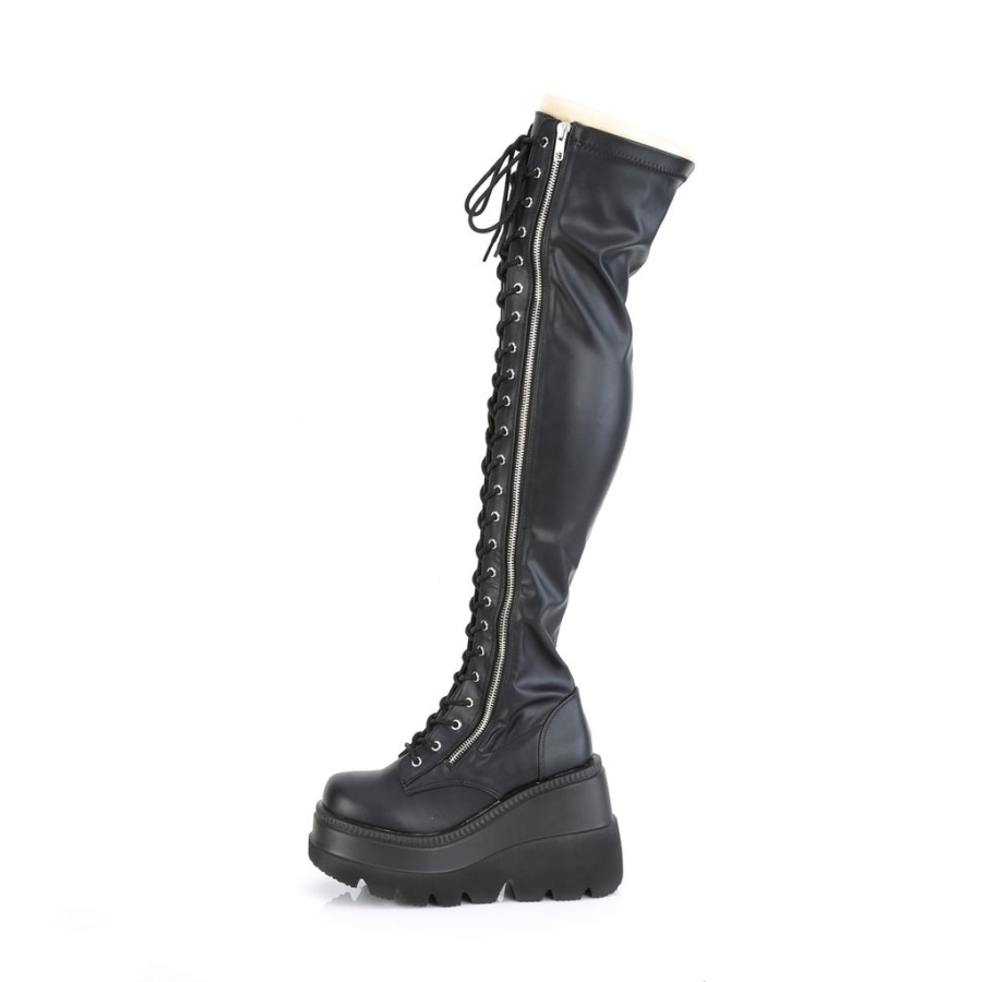 Shaker-374 Demonia Black Str Vegan Leather