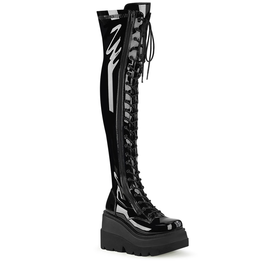 Shaker-374 Demonia Black Stretch Patent