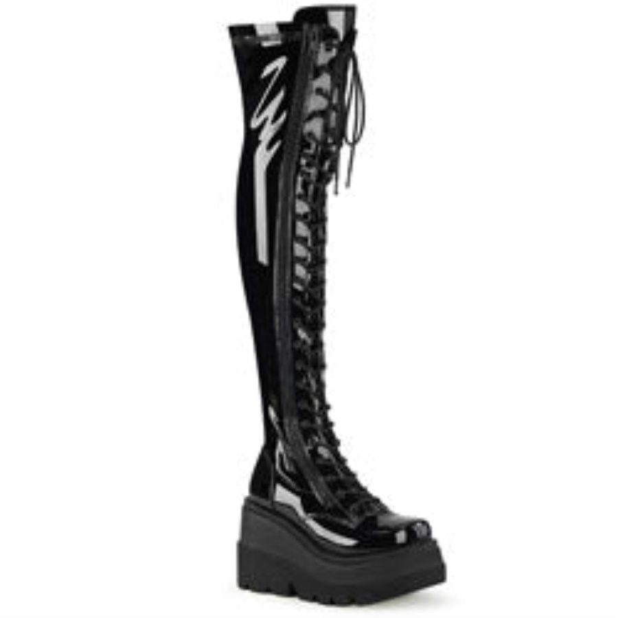 Shaker-374 Demonia Black Stretch Patent