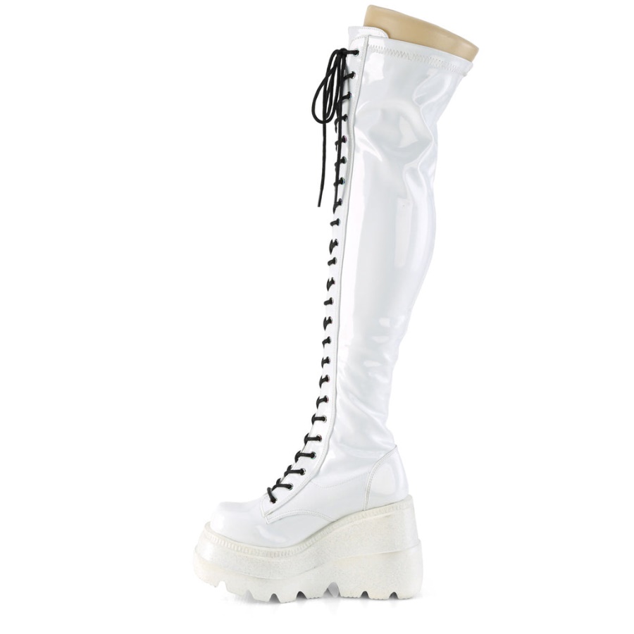 Shaker-374 White Hologram Stretch Patent Demonia