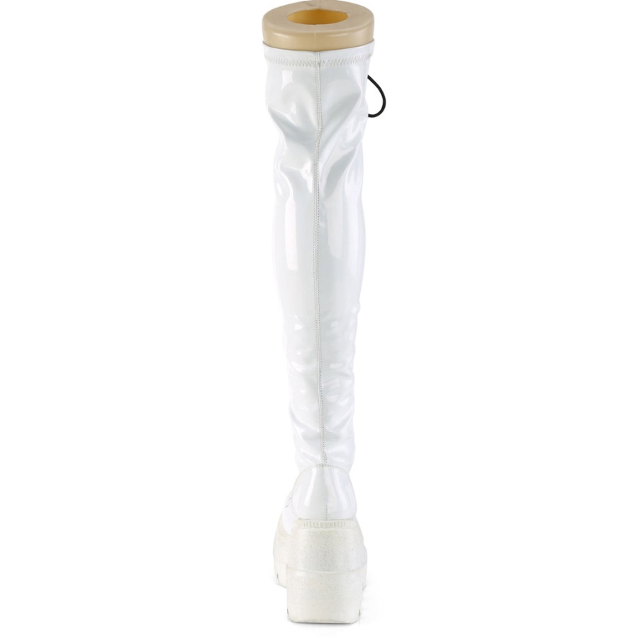 Shaker-374 White Hologram Stretch Patent Demonia