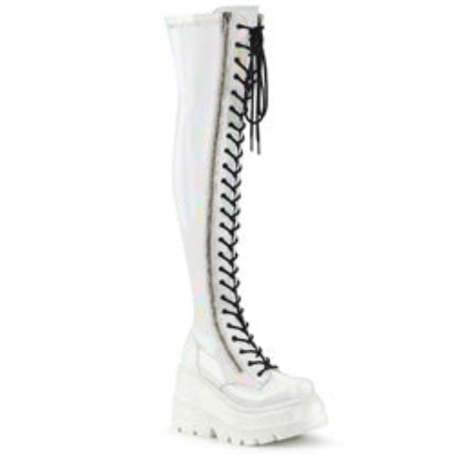 Shaker-374 White Hologram Stretch Patent Demonia
