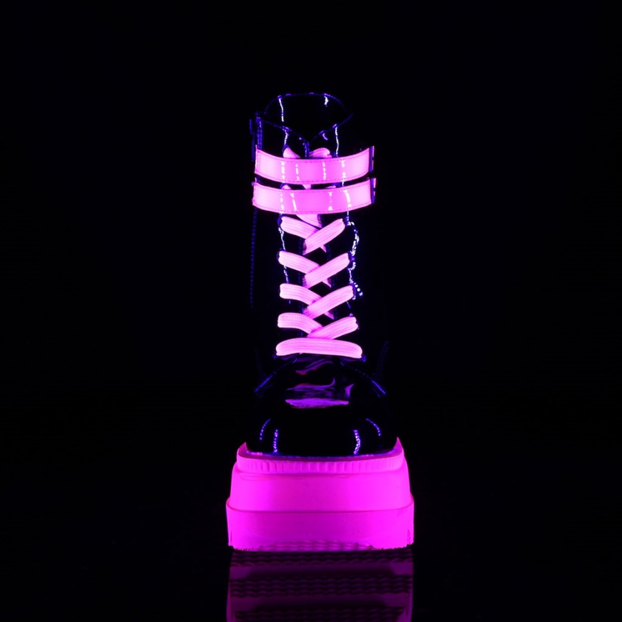 Shaker-52 Black Patent-U V Neon Pink Demonia