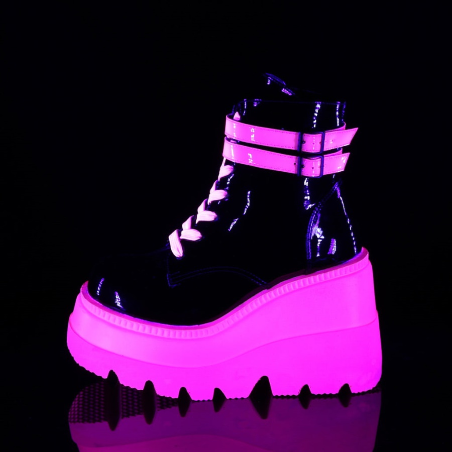 Shaker-52 Black Patent-U V Neon Pink Demonia