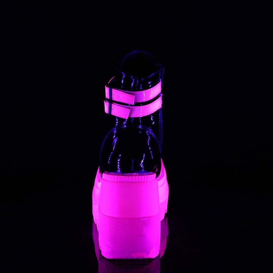 Shaker-52 Black Patent-U V Neon Pink Demonia