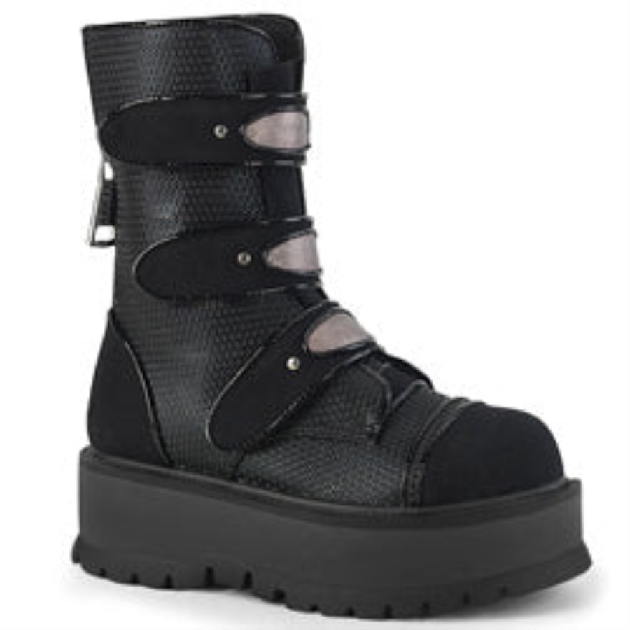 Slacker-101 Demonia Black Vegan Leather-Canvas