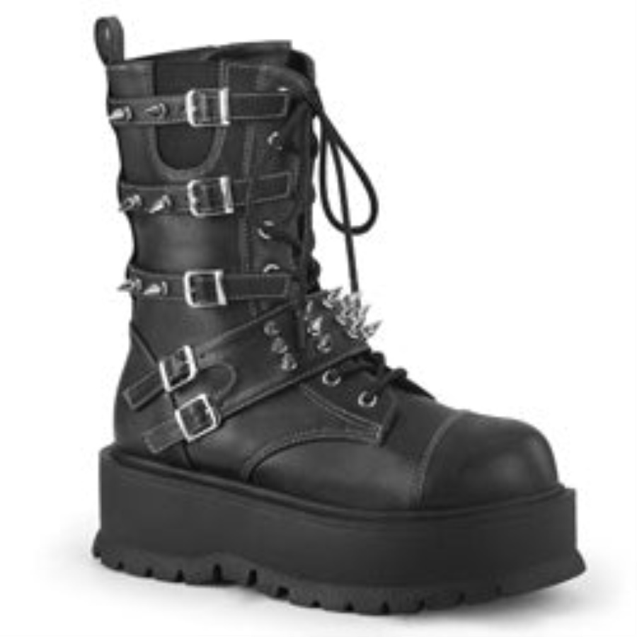 Slacker-165 Demonia Black Vegan Leather