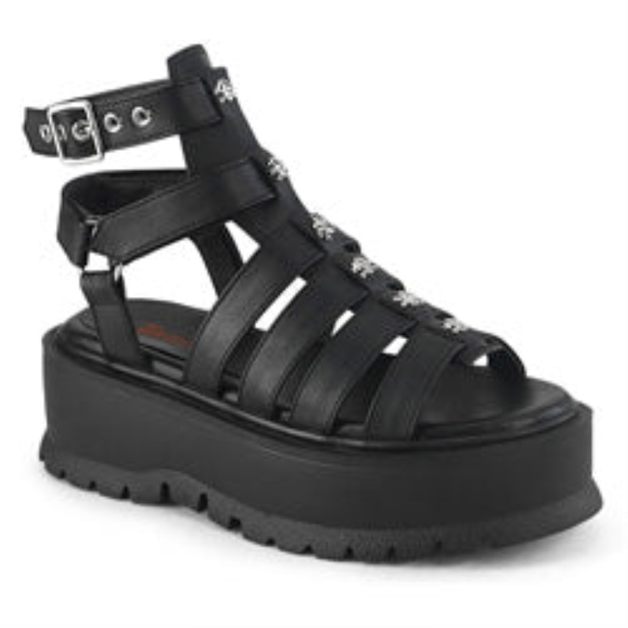 Slacker-18 Demonia Black Vegan Leather