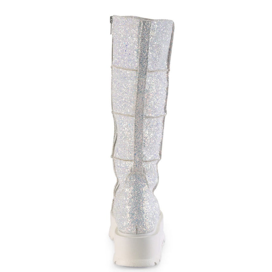 Slacker-230 White Multi Glitter Demonia