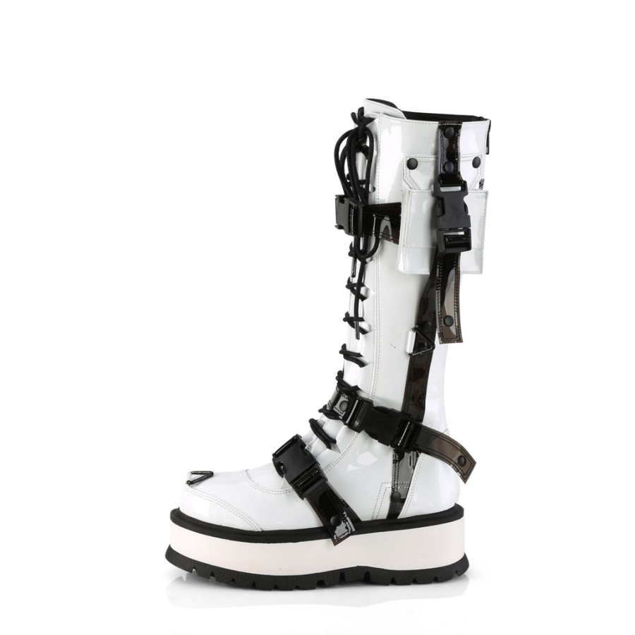 Slacker-260 White Patent Demonia