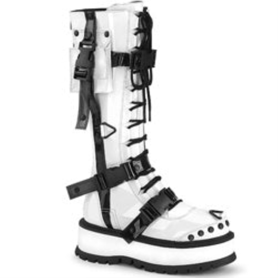 Slacker-260 White Patent Demonia