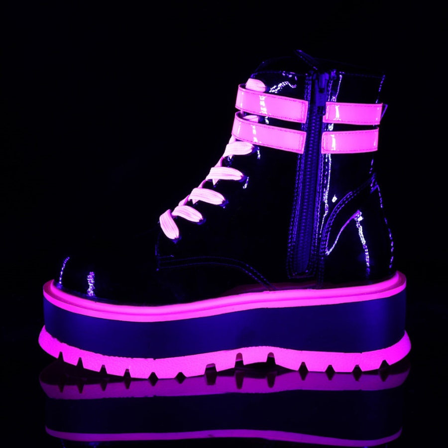 Slacker-52 Demonia Black U V Iridescent Pink
