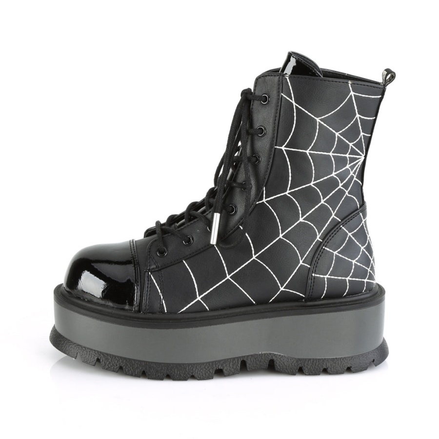 Slacker-88 Black Vegan Leather-Patent Demonia