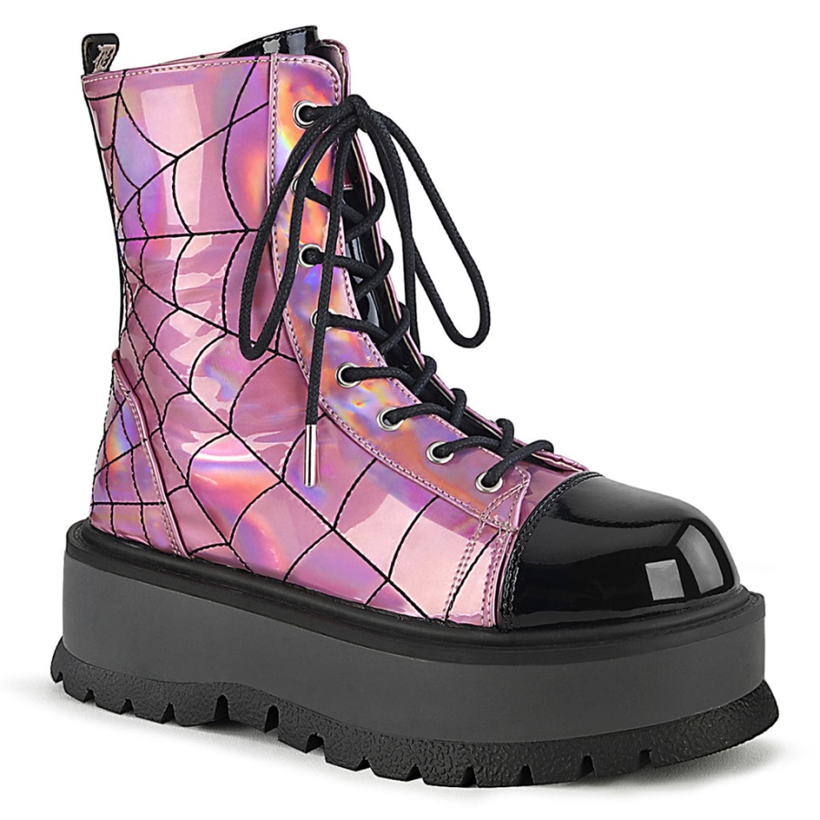Slacker-88 Demonia Pink Hologram-Black Patent