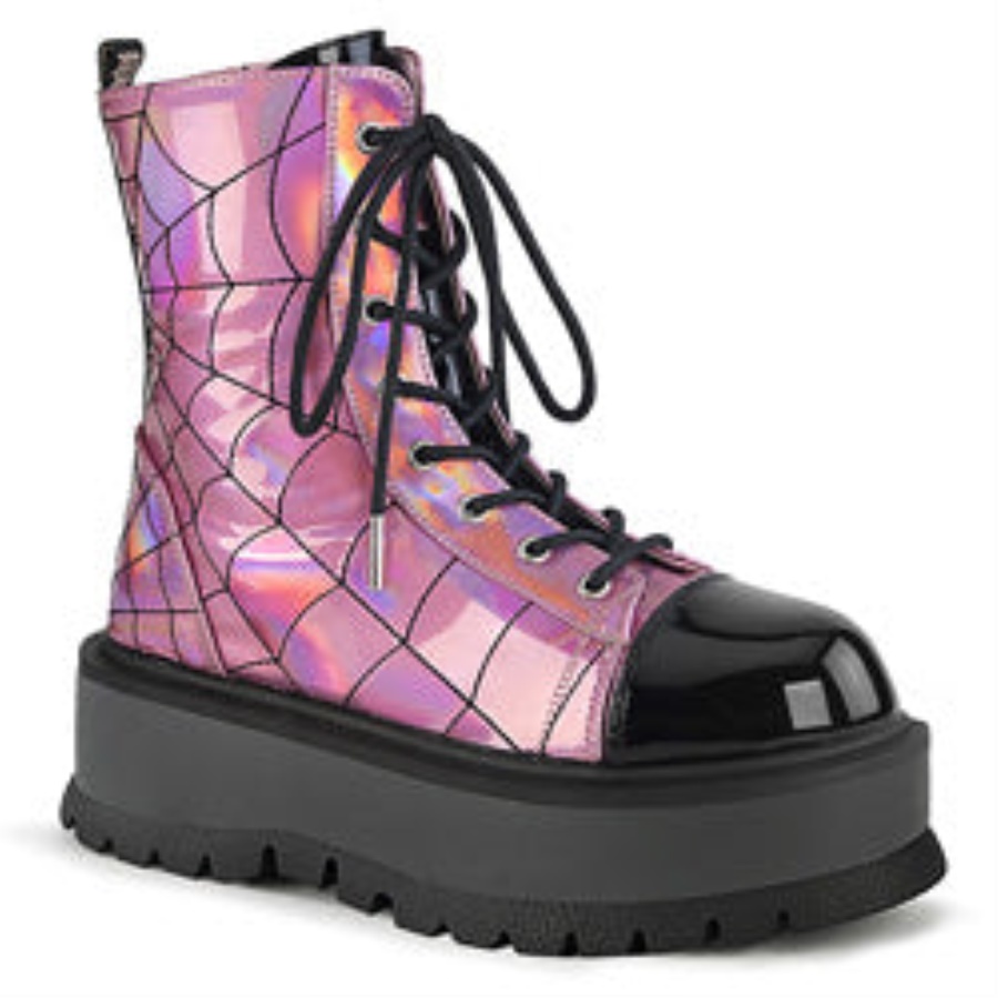 Slacker-88 Demonia Pink Hologram-Black Patent