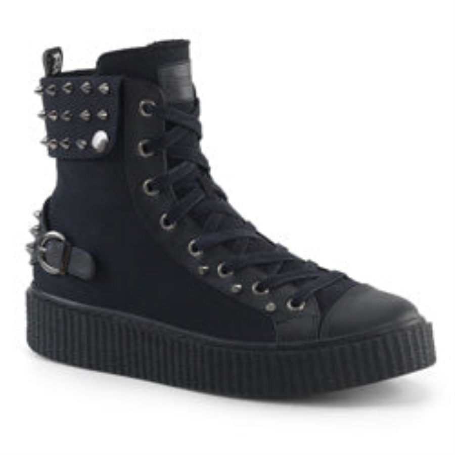Sneeker-266 Demonia Black Canvas-Vegan Leather