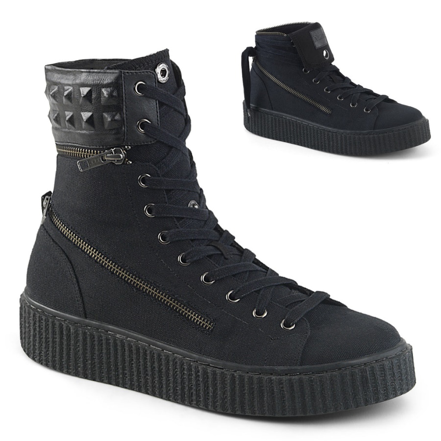 Sneeker-270 Black Canvas Demonia