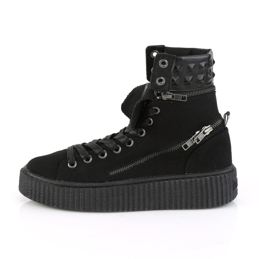 Sneeker-270 Black Canvas Demonia