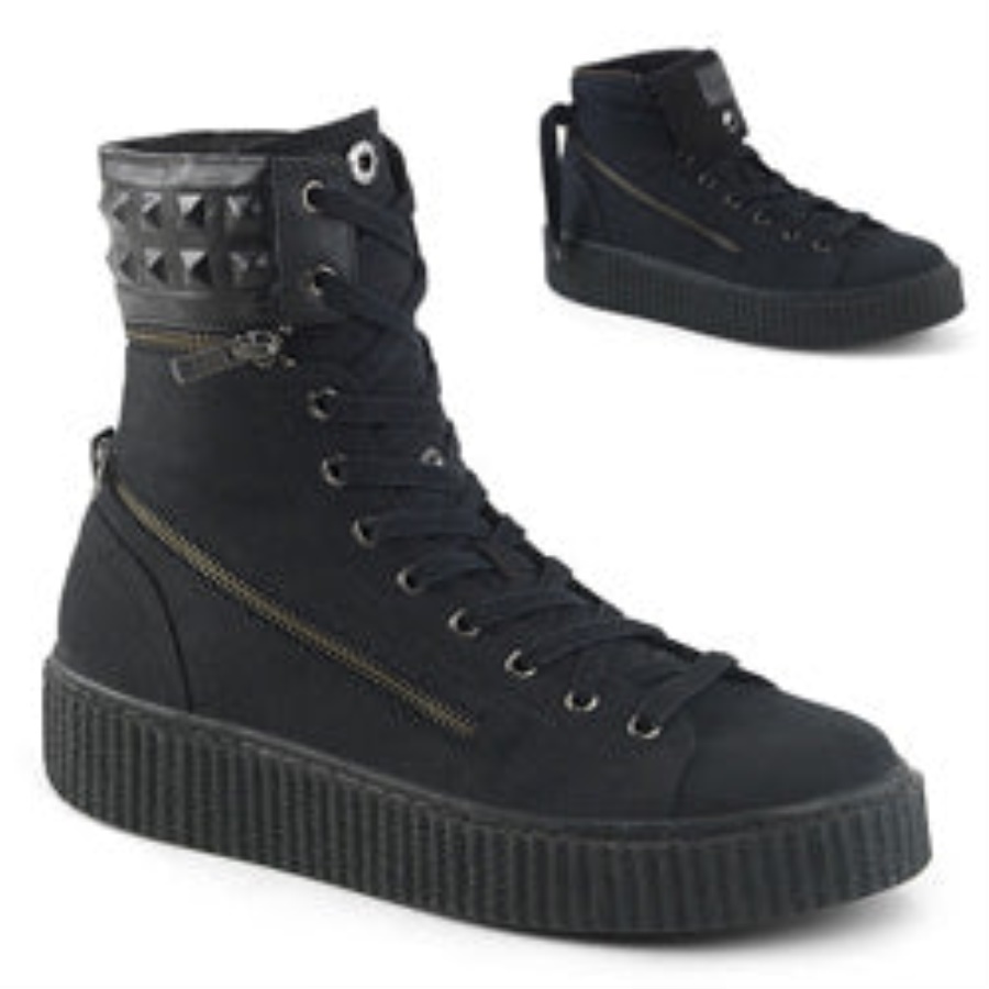 Sneeker-270 Black Canvas Demonia