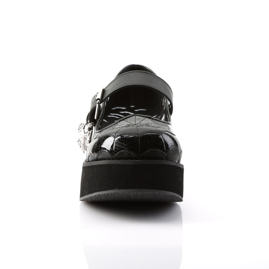 Sprite-05 Demonia Black Vegan Leather-Black Patent