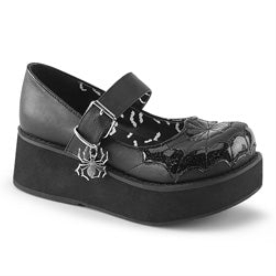 Sprite-05 Demonia Black Vegan Leather-Black Patent