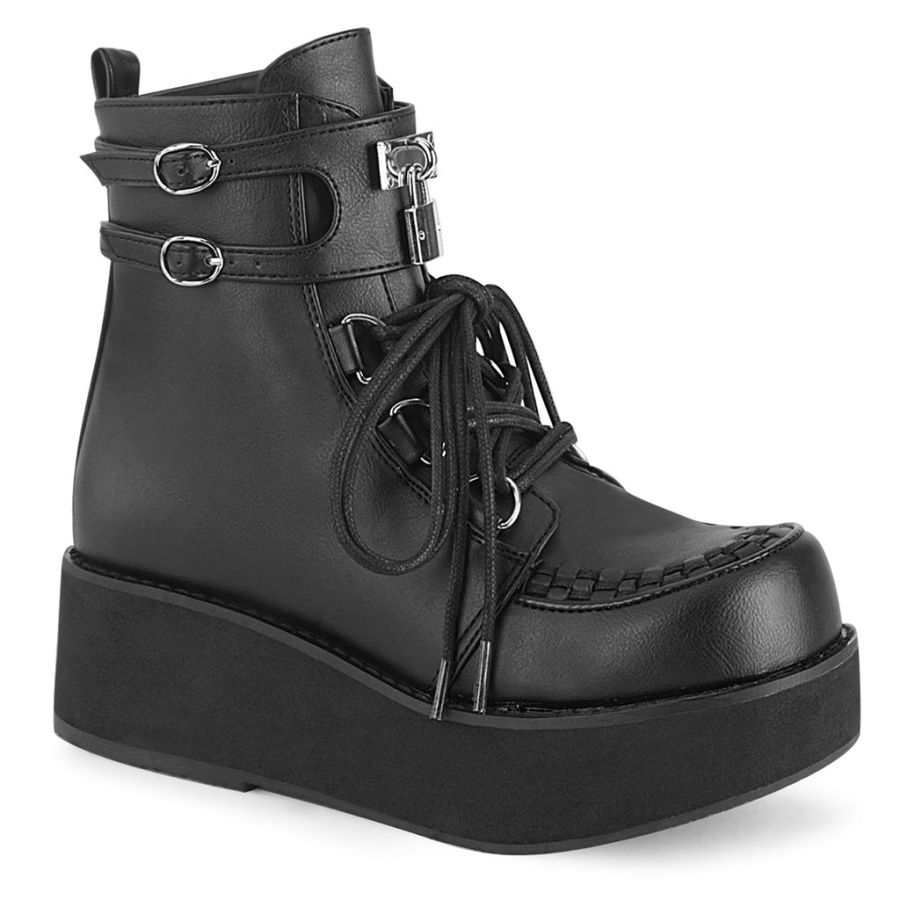 Sprite-70 Demonia Black Vegan Leather