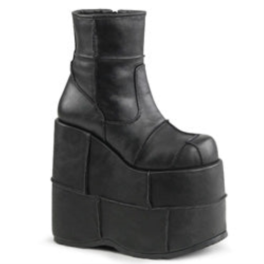 Stack-201 Black Vegan Leather Demonia