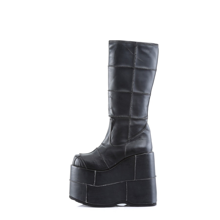 Stack-301 Demonia Black Vegan Leather