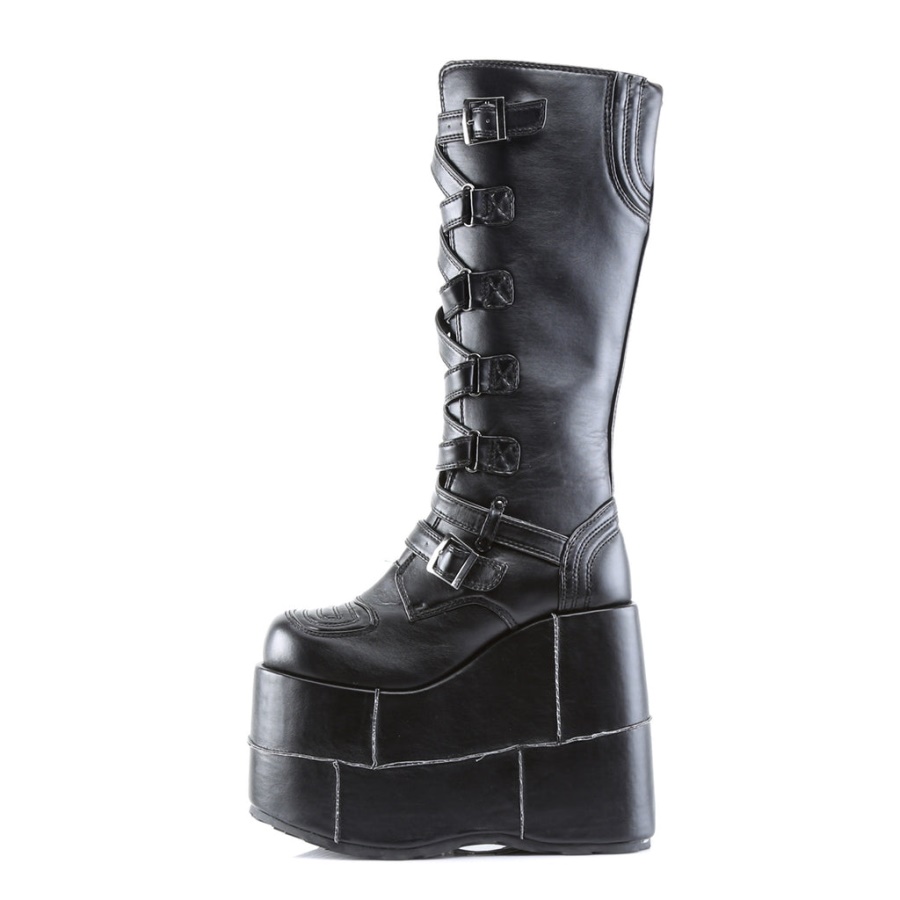 Stack-308 Black Vegan Leather Demonia