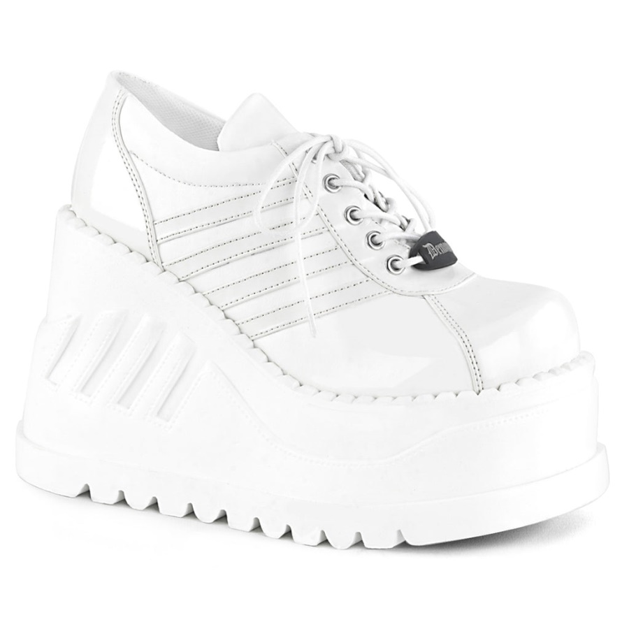 Stomp-08 Demonia White Vegan Leather