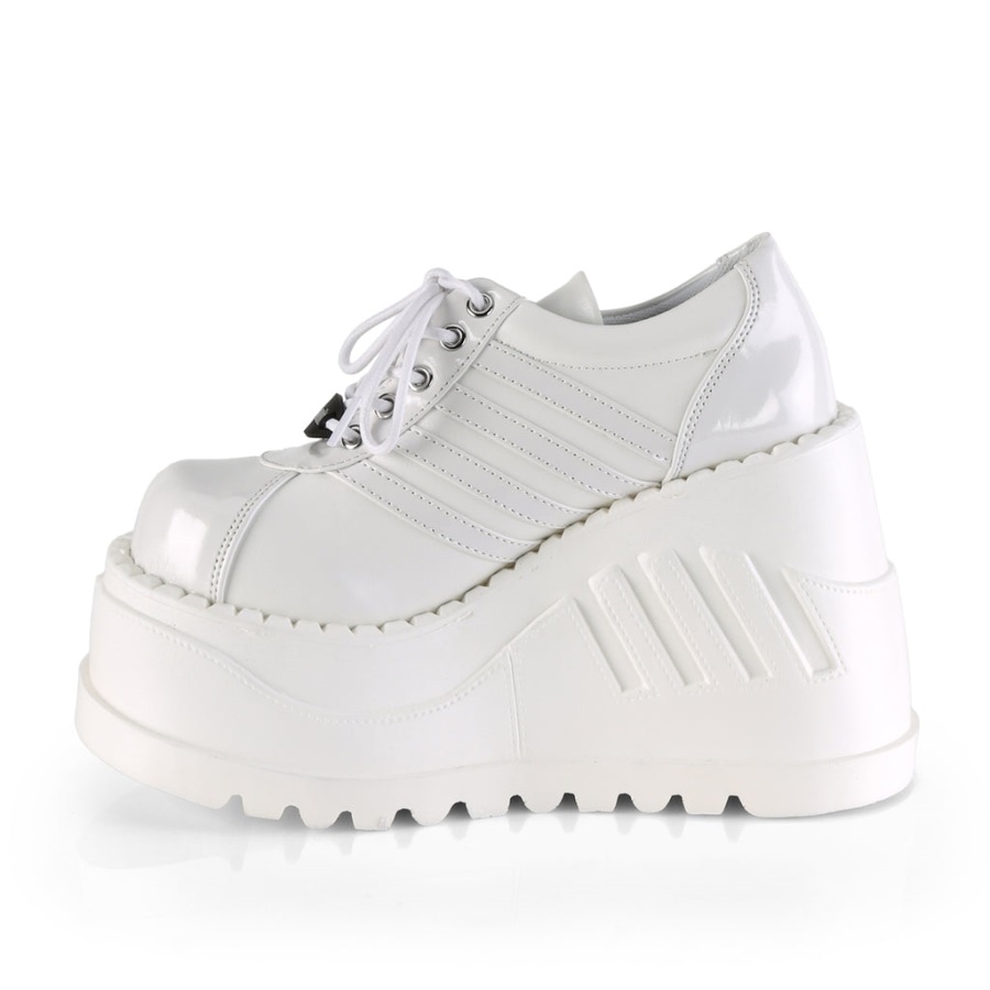 Stomp-08 Demonia White Vegan Leather