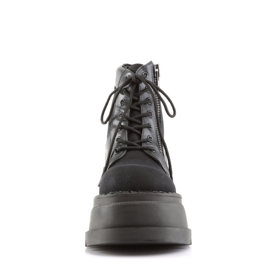 Stomp-10 Demonia Black Canvas-Vegan Leather