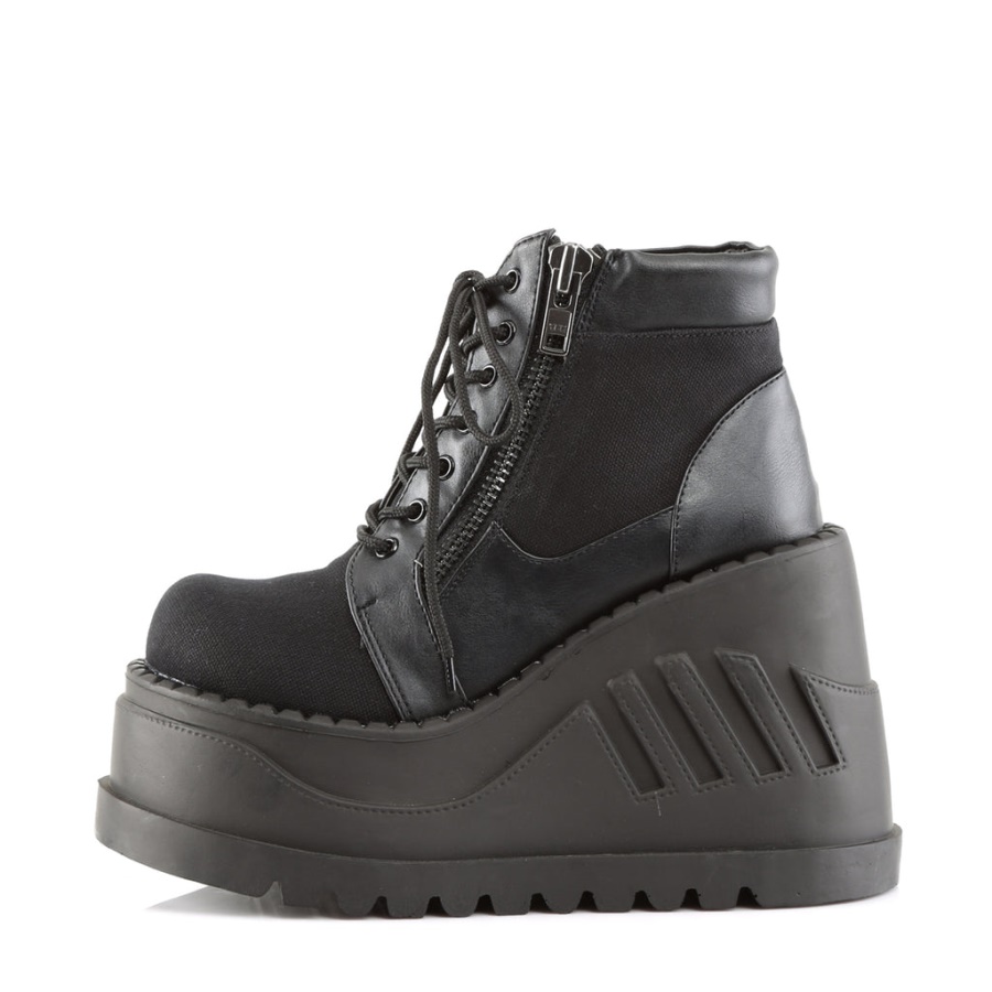 Stomp-10 Demonia Black Canvas-Vegan Leather