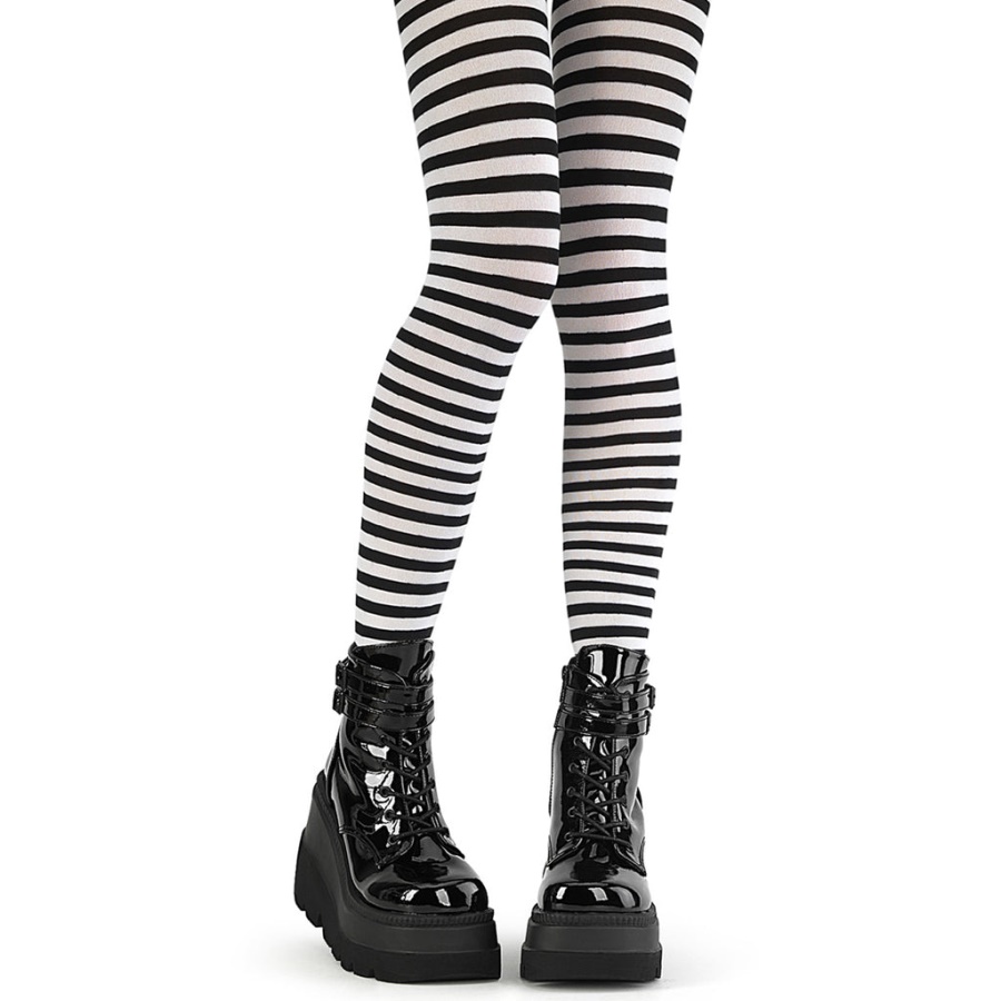 Striped Pantyhose Black&White Nylon Demonia