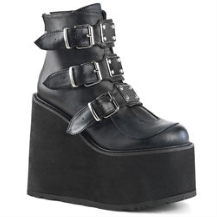 Swing-105 Black Vegan Leather Demonia