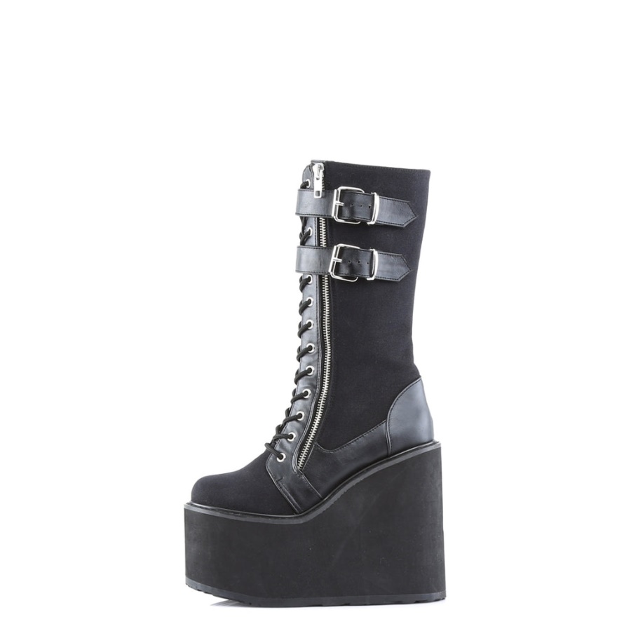 Swing-221 Demonia Black Canvas-Vegan Leather