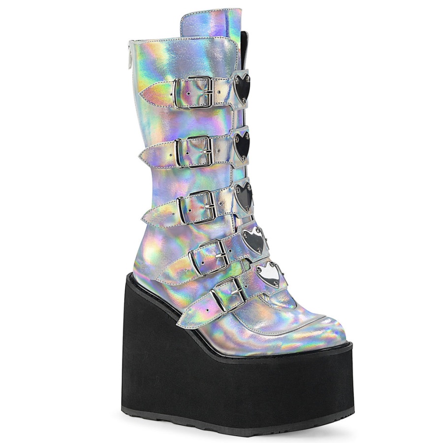 Swing-230 Demonia Silver Hologram Vegan Leather
