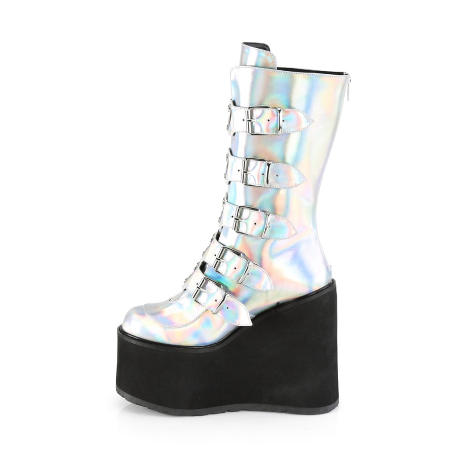 Swing-230 Demonia Silver Hologram Vegan Leather