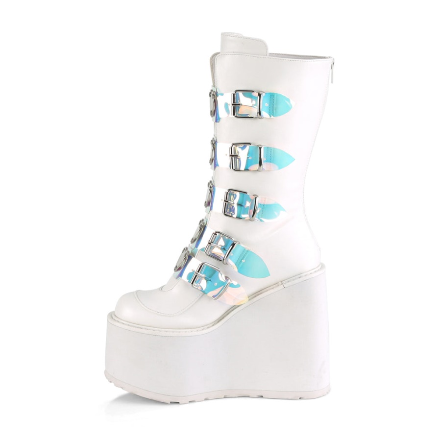 Swing-230 White Vegan Leather Demonia