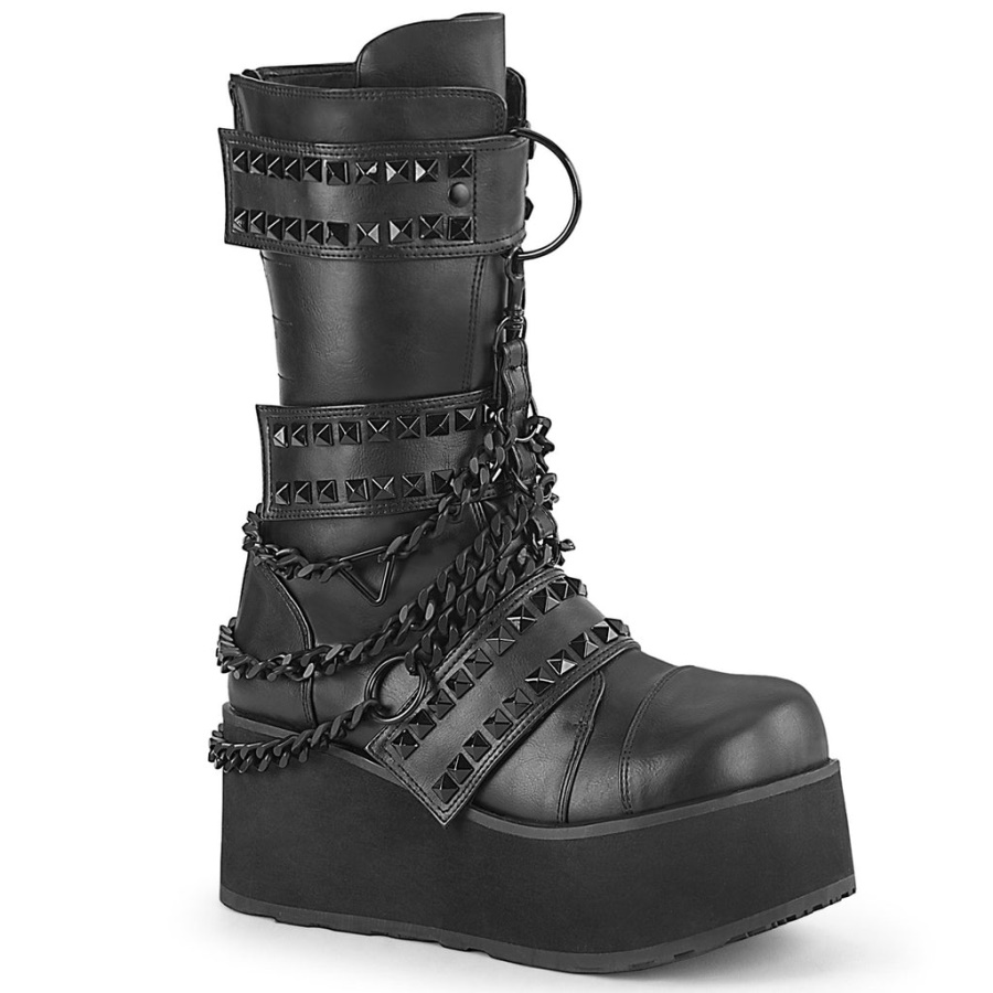Trashville-138 Demonia Black Vegan Leather
