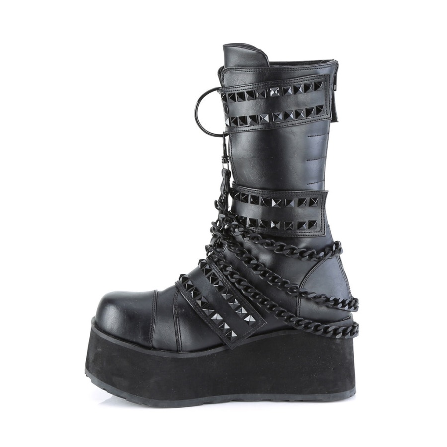 Trashville-138 Demonia Black Vegan Leather
