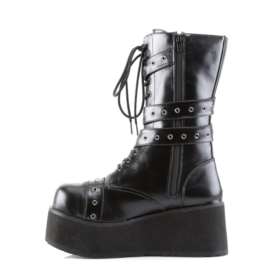 Trashville-205 Demonia Black Vegan Leather